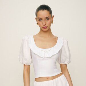 Reformation Greta Linen Top Size 2 White
